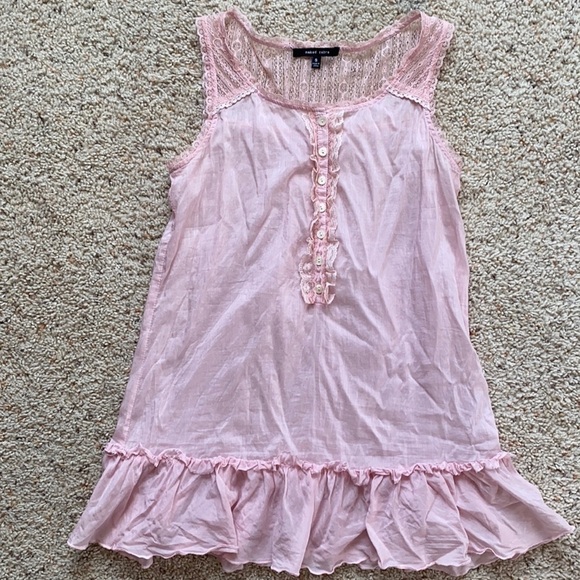 Naked Zebra Light Pink Lace Ruffle Top S - Picture 1 of 10